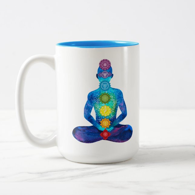 Farbige Chakra-Meditations-Tasse Zweifarbige Tasse (Links)
