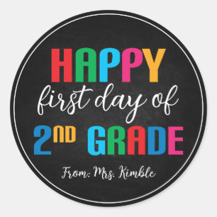 Farbige Chalkboard-Sticker für die 2. Klasse Runder Aufkleber