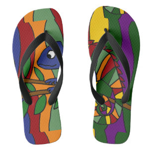 Farbige Chameleon Abstrakte Kunst Flip Flops