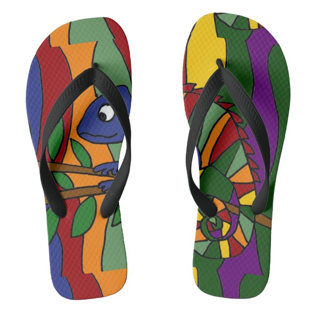Farbige Chameleon Abstrakte Kunst Flip Flops (Fußbett)