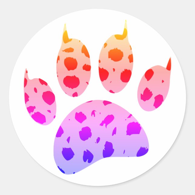 Farbige Cheetah Paw Print Runder Aufkleber (Vorderseite)