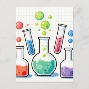 Farbige Chemie-Laborglaswaren Postkarte