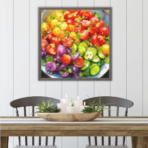 Farbige Cherato Tomato Cucumber Sommersalat Leinwanddruck