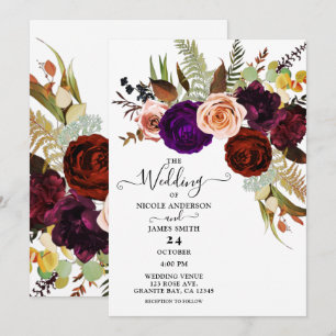 Farbige Chic Bold Floral Grün Weiß Hochzeit Einladung