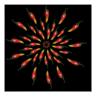 Farbige Chili-Pfeffer-Mandala-Kunst Poster