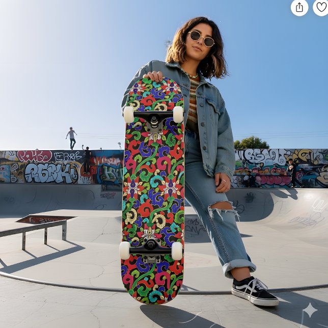 Farbige chinesische Blumen-Skateboard Skateboard (Von Creator hochgeladen)