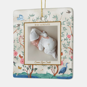 Farbige Chinoiserie mit Bilderrahmen  Keramikornament