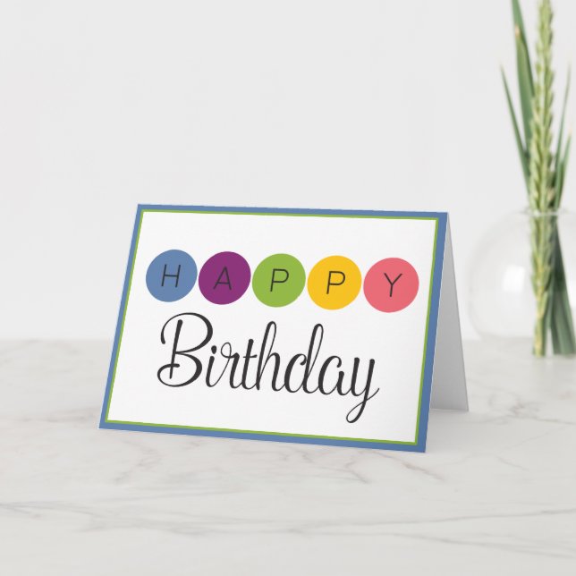 Farbige Circle Happy Birthday Card Karte (Vorderseite)