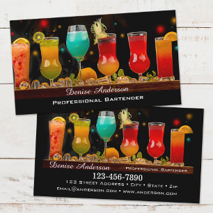 Farbige Cocktails Professioneller Barkeeper Visitenkarte