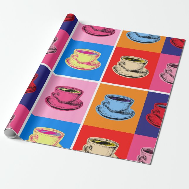 Farbige Coffee-Cup-Tasse Geschenkpapier (Ungerollt)