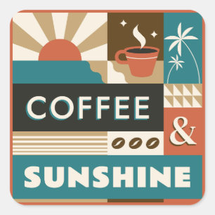 Farbige Coffee Quotes Quadratischer Aufkleber