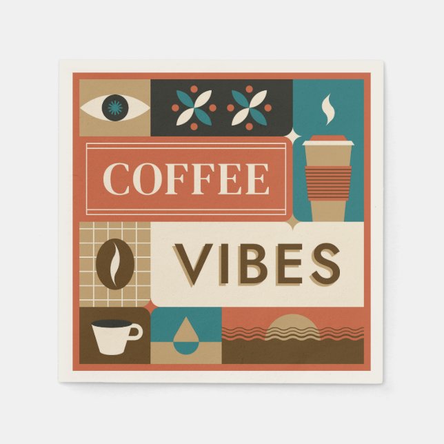 Farbige Coffee Quotes Serviette (Vorderseite)