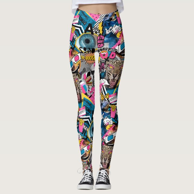 Farbige Collage Leggings (Vorderseite)