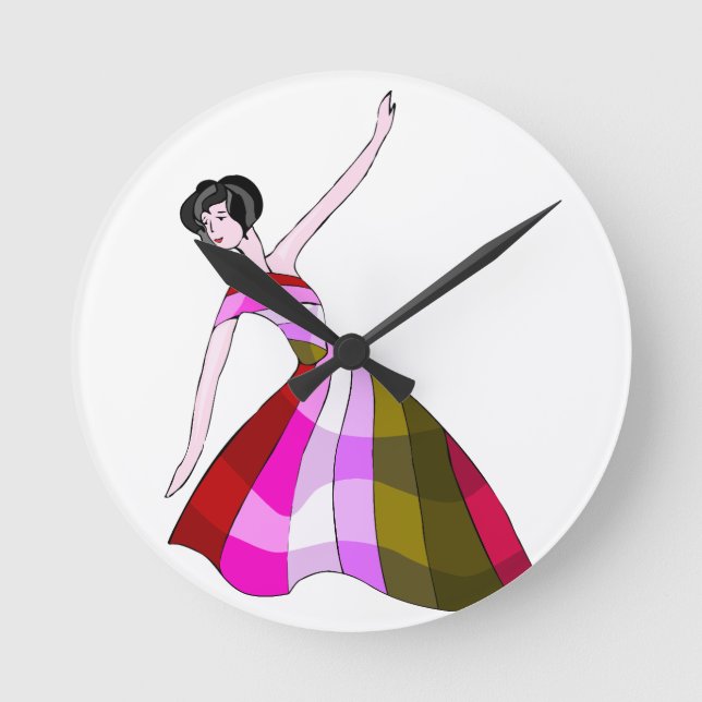 Farbige Comic-Zeichen Wall Clock Runde Wanduhr (Vorderseite)