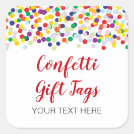 Farbige Confetti-Tags für Duschen und Gastgeschenk Quadratischer Aufkleber