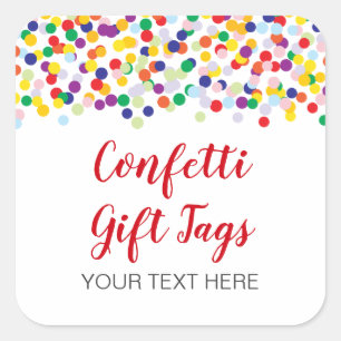Farbige Confetti-Tags für Duschen und Gastgeschenk Quadratischer Aufkleber