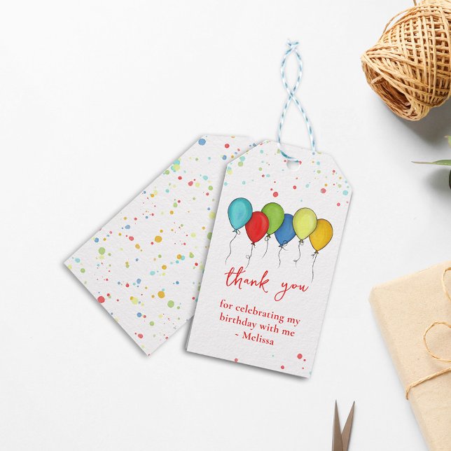 Farbige Confetti Whimsical Kalligraphy Balloons Geschenkanhänger (Von Creator hochgeladen)