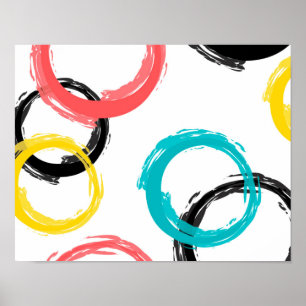Farbige, coole, moderne, trendige Pinselstrichkrei Poster