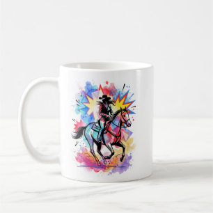 Farbige Cowgirl Pferd Wasserfarbe Pop Art Kaffeetasse