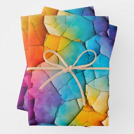 Farbige Crackle Paper Art Wrapping Paper Sheets Geschenkpapier Set