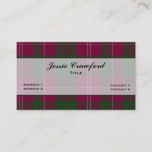Farbige Crawford Family Tartan Karo individuell an Visitenkarte