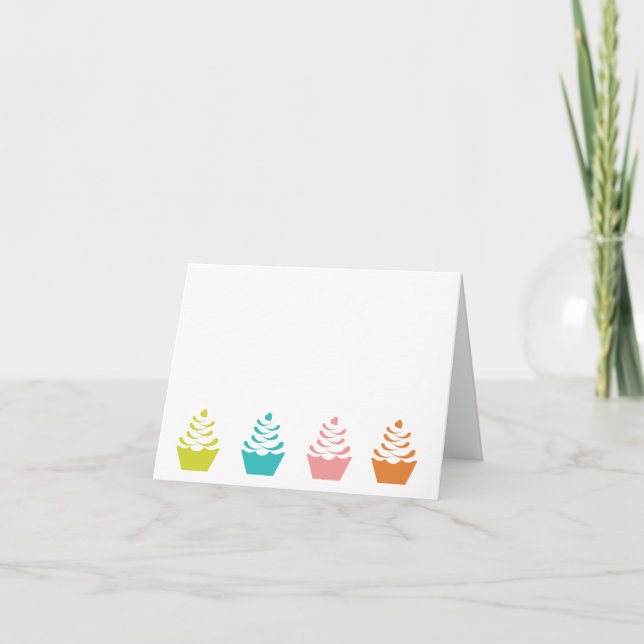 Farbige Cupcake-Note-Karte Karte (Vorderseite)