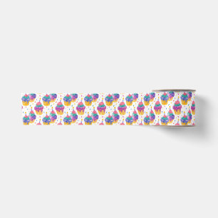 Farbige Cupcake-Party-Muster-Hintergrund Satinband