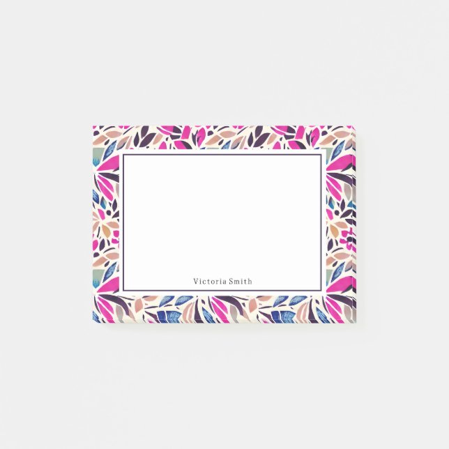 Farbige Cutouts floral Post-it Klebezettel (Vorderseite)