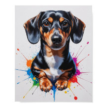Farbige Dachshund-Wasserfarben-Kunst
