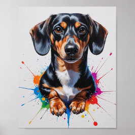Farbige Dachshund-Wasserfarben-Kunst Poster