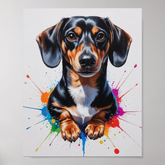 Farbige Dachshund-Wasserfarben-Kunst Poster