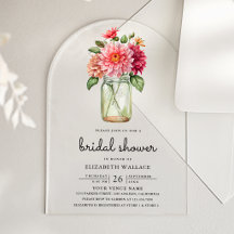 Farbige Dahlia-Mason-Glas-Braut-Party