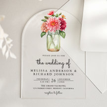 Farbige Dahlien Blumen Mason Glas Hochzeit