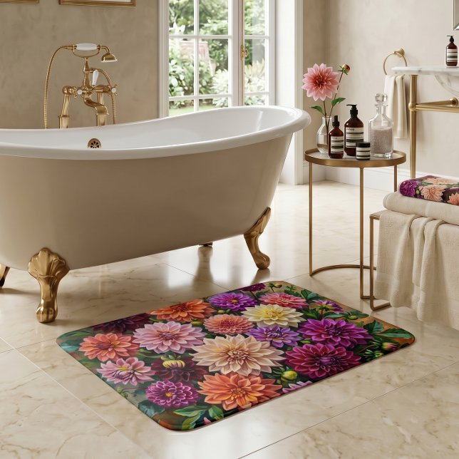 Farbige Dahlienblumen Badematte (Von Creator hochgeladen)
