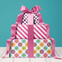 Farbige Daisy Floral Stripes Polka Dot