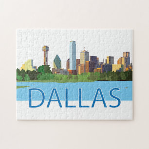 Farbige Dallas Skyline-Illustration Puzzle