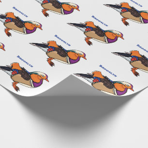 Farbige Darstellung der Mandarinenente Geschenkpapier
