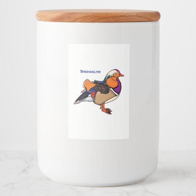 Farbige Darstellung der Mandarinenente Lebensmitteletikett (Vorderseite)