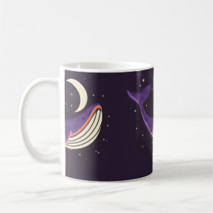Farbige Darstellung des niedlichen Wales in sp. Kaffeetasse