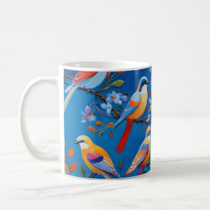 Farbige Darstellung von Singvögeln Kaffeetasse