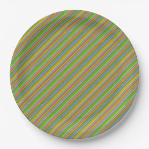 Farbige diagonale Streifen Modern Pappteller