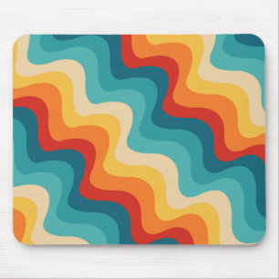 Farbige diagonale Wellen im Retro-Stil Mousepad