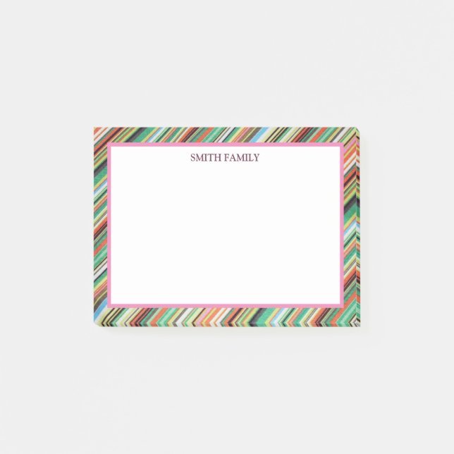 Farbige Diagonalstreifen Retro Post-it Klebezettel (Vorderseite)