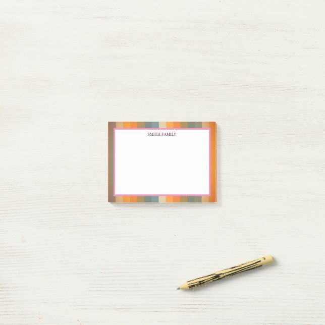 Farbige Diagonalstreifen Retro Post-it Klebezettel (Auf Schreibtisch)