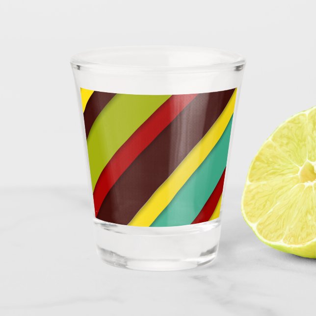 Farbige Diagonalstreifen Schnapsglas (Vorderseite)