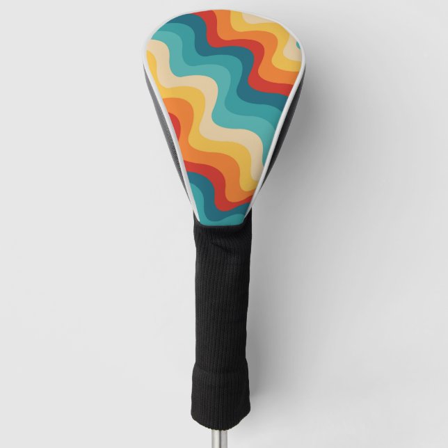 Farbige Diagonalwellen im Retrostil Golf Headcover (Vorderseite)