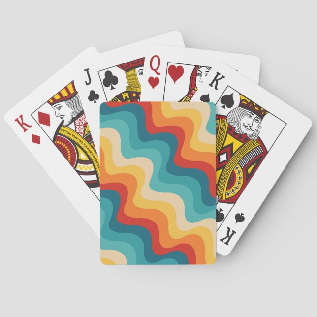 Farbige Diagonalwellen im Retrostil Spielkarten (Rückseite)