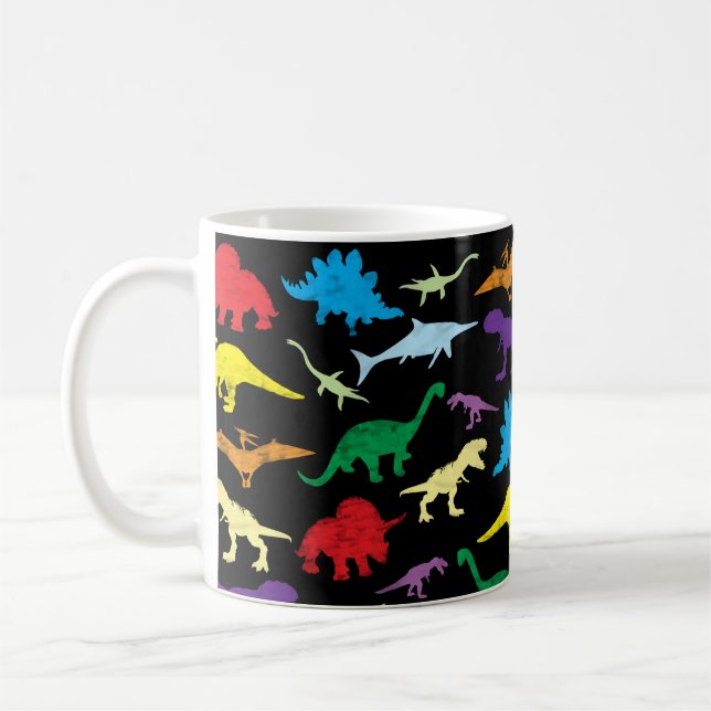 Farbige Dinosaurier Kids Pattern Kaffeetasse (Links)