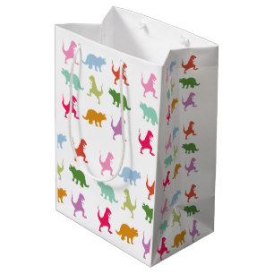Farbige Dinosaurier Muster Mittlere Geschenktüte