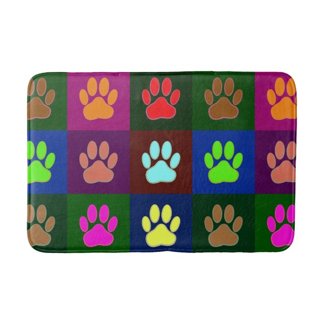 Farbige Dog Paw Print Patches Badematte (Vorderseite)